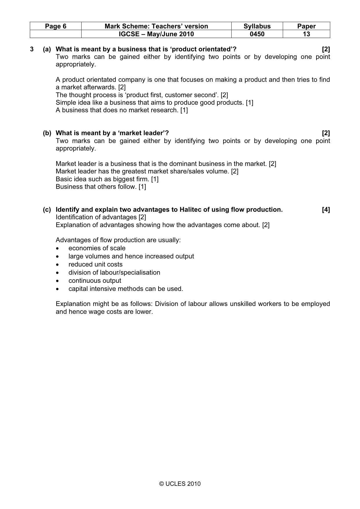 Mark scheme, page 6 of 11