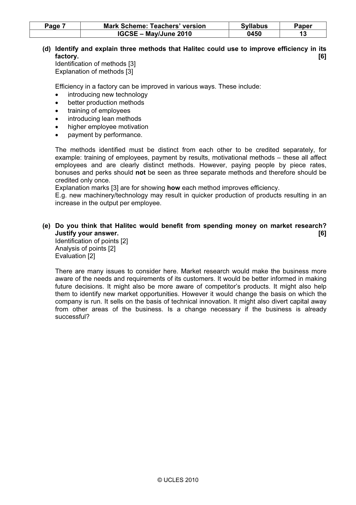 Mark scheme, page 7 of 11