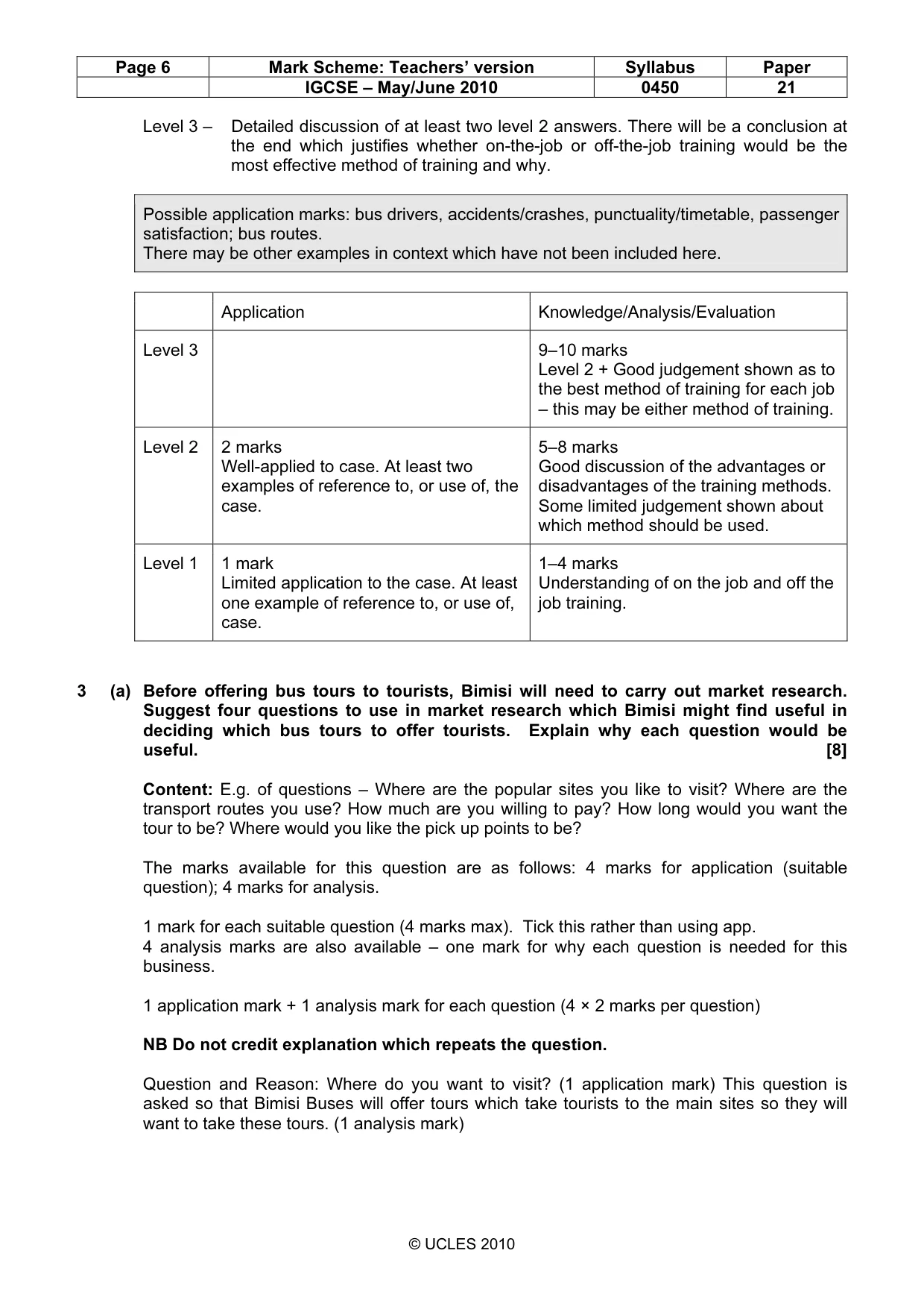 Mark scheme, page 6 of 11