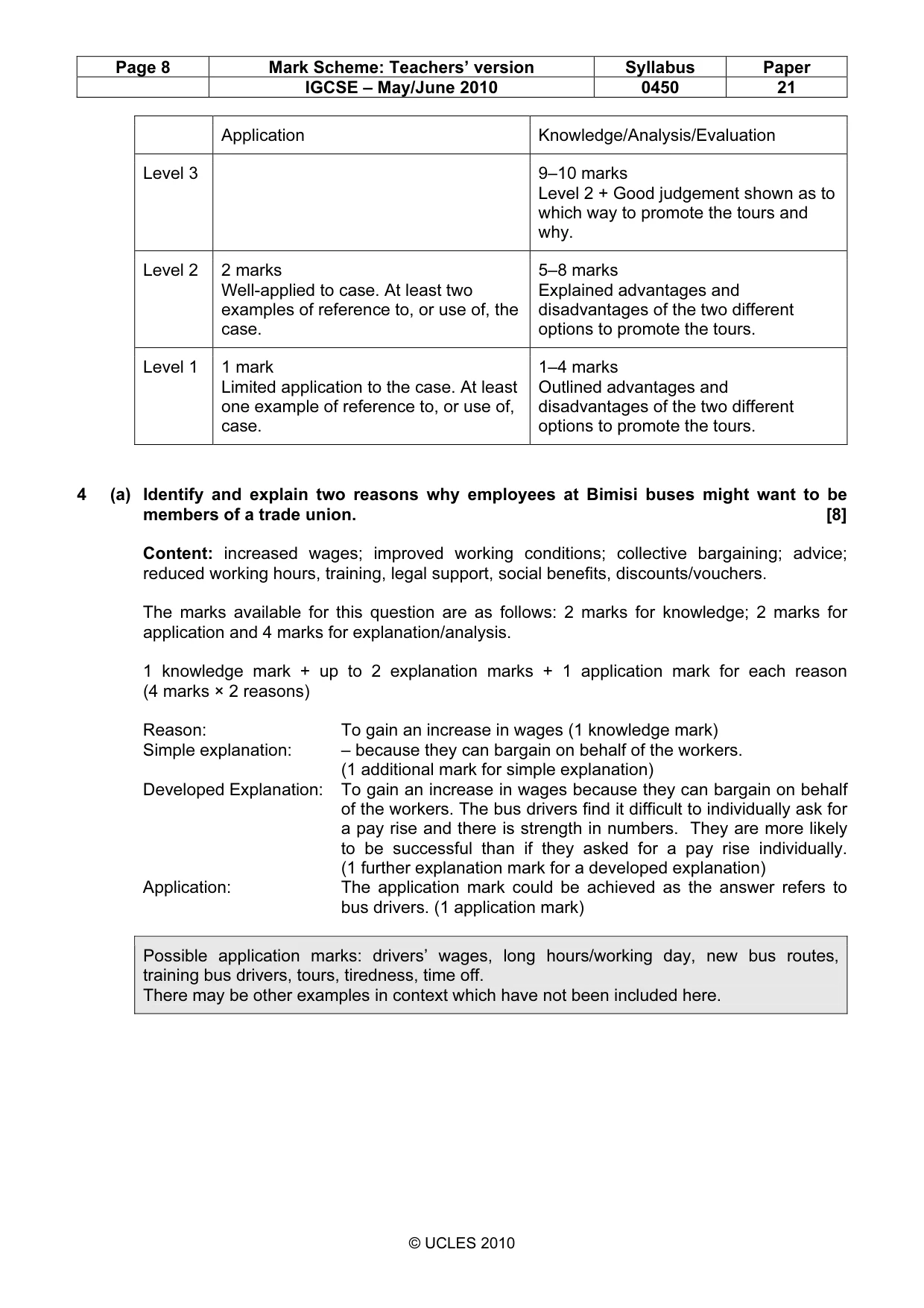 Mark scheme, page 8 of 11