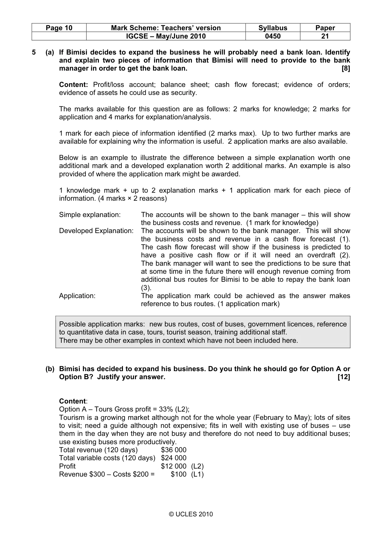 Mark scheme, page 10 of 11