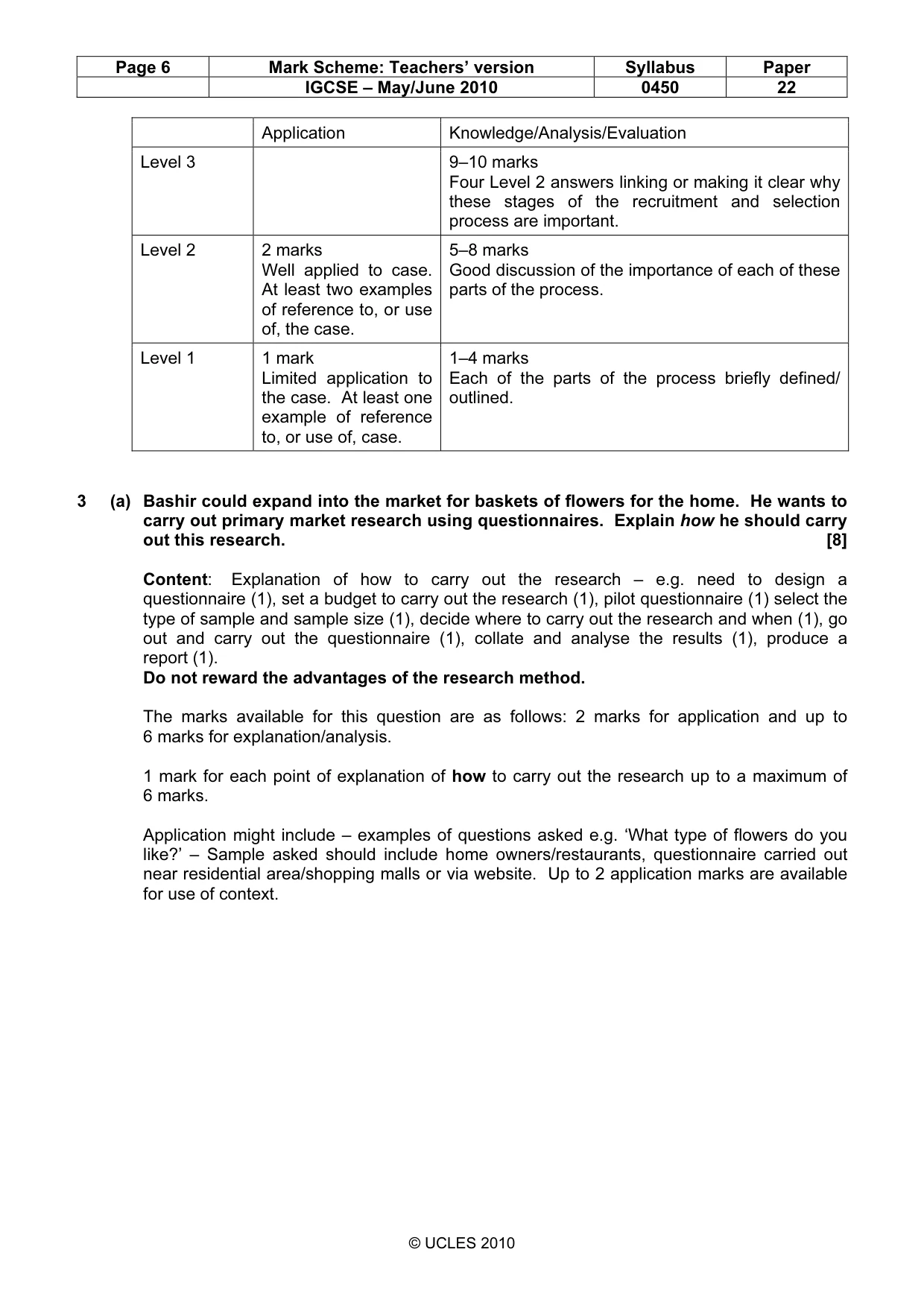 Mark scheme, page 6 of 12