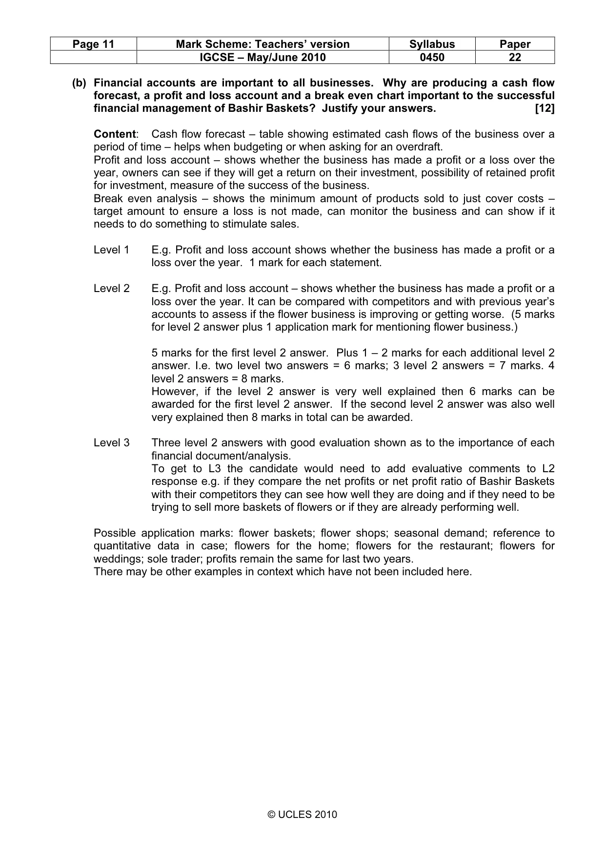 Mark scheme, page 11 of 12