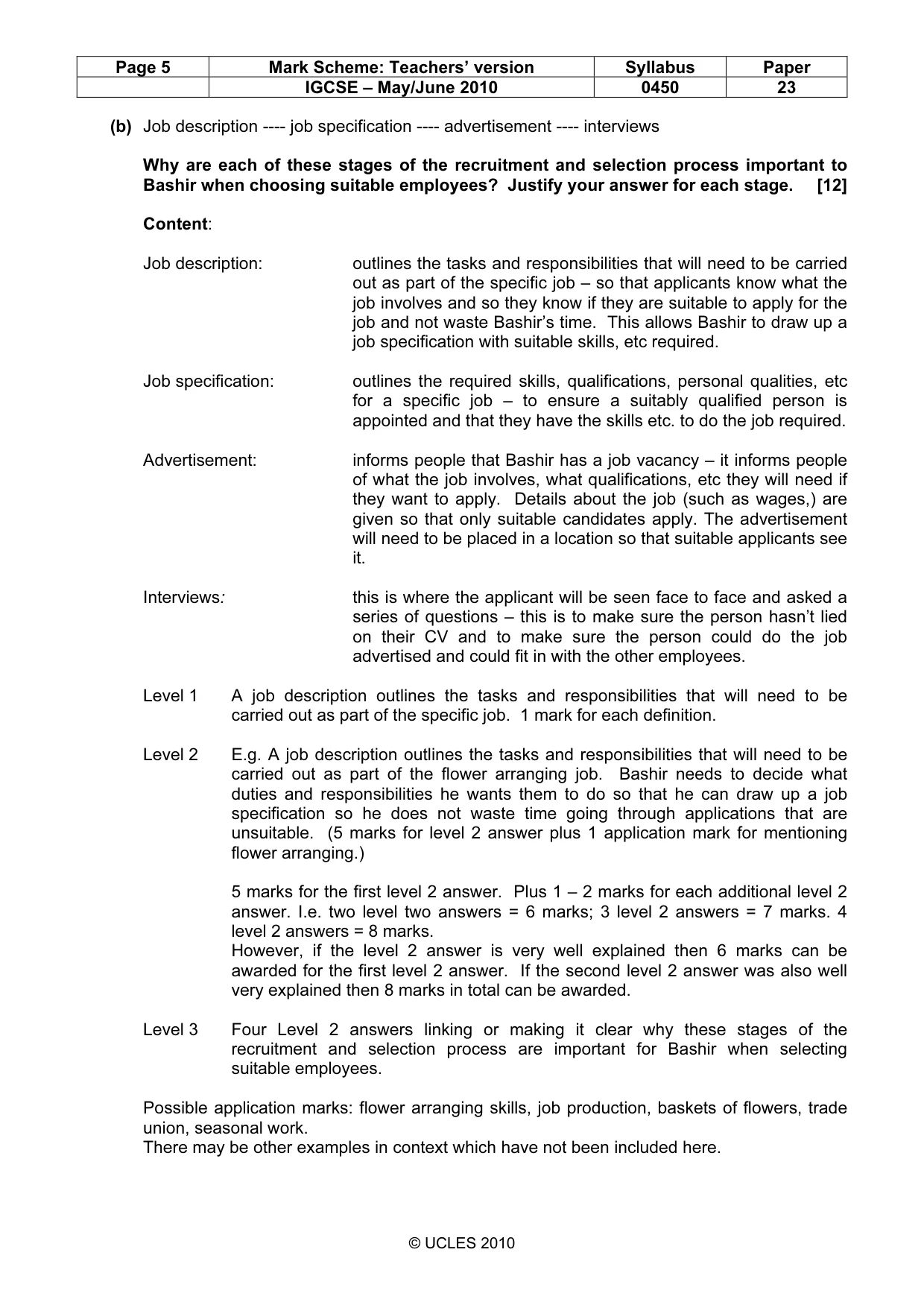 Mark scheme, page 5 of 12