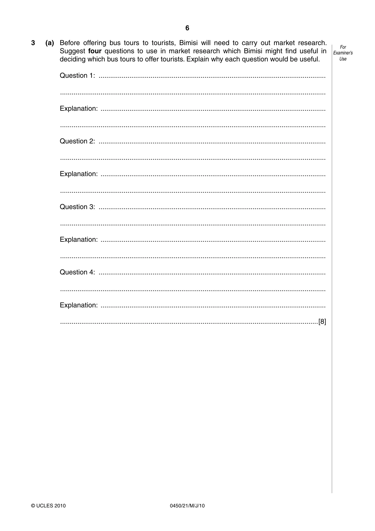 Cambridge IGCSE Business Studies 0450 2010 May/June Paper 2 · Variant 1 question paper, page 6 of 12