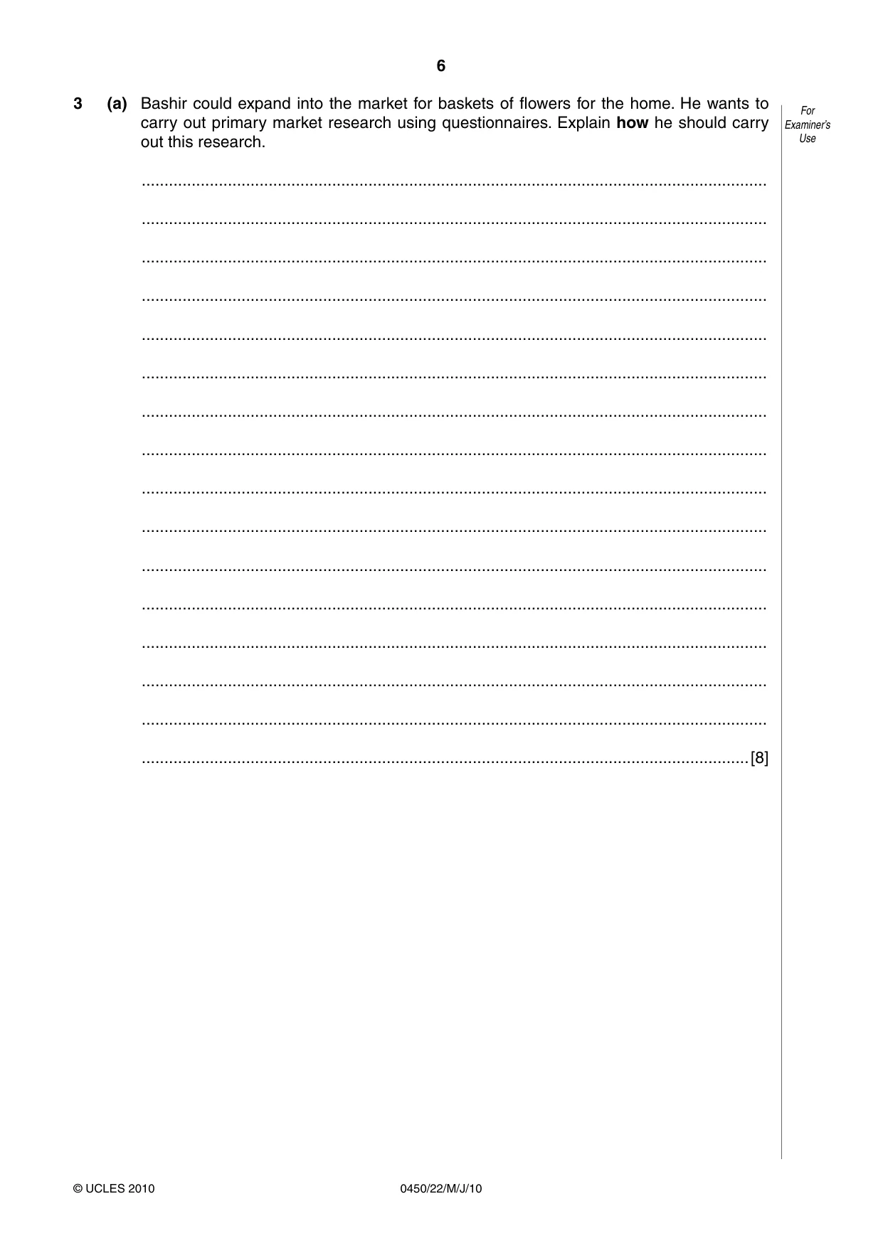 Cambridge IGCSE Business Studies 0450 2010 May/June Paper 2 · Variant 2 question paper, page 6 of 12