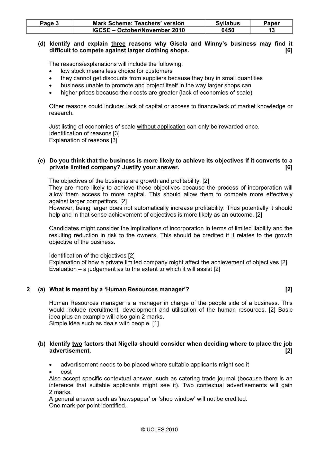 Mark scheme, page 3 of 8