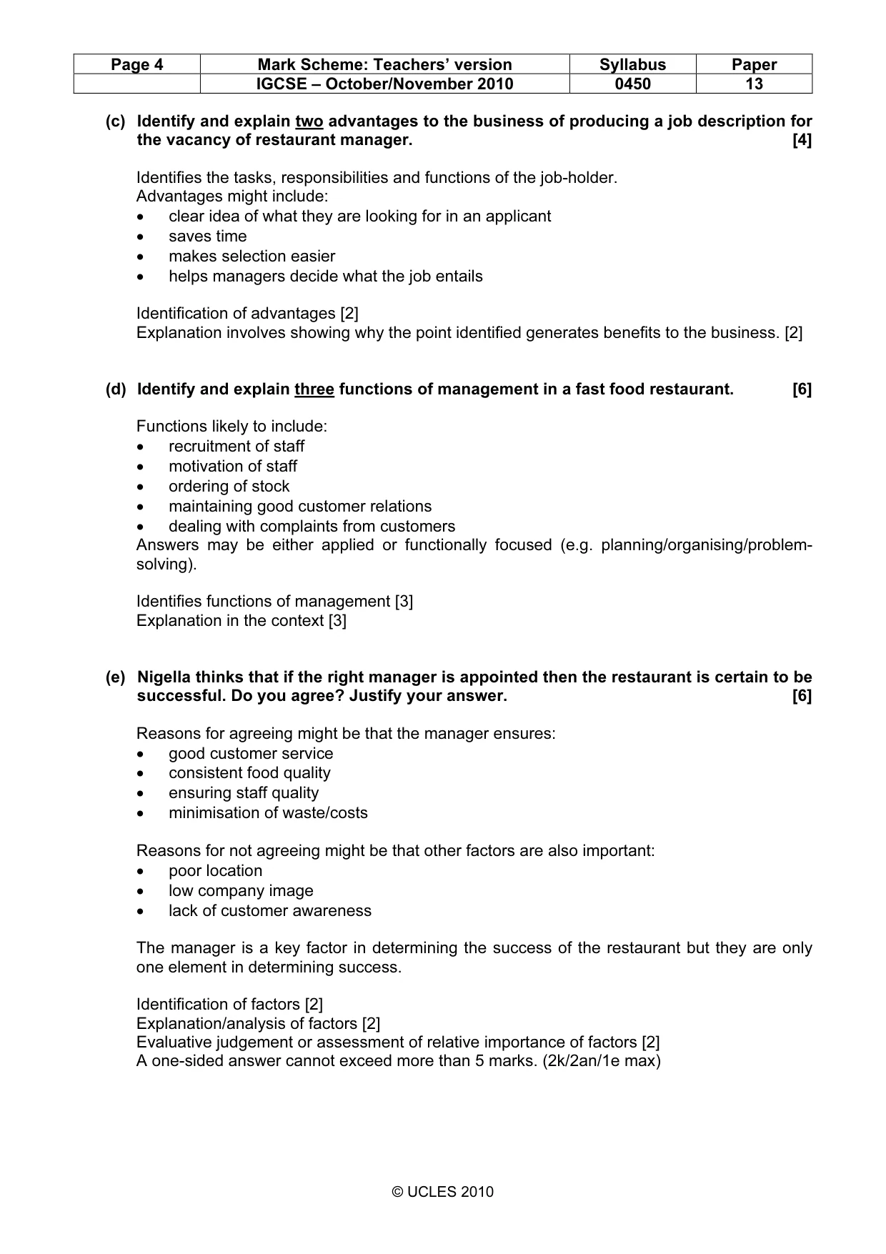 Mark scheme, page 4 of 8