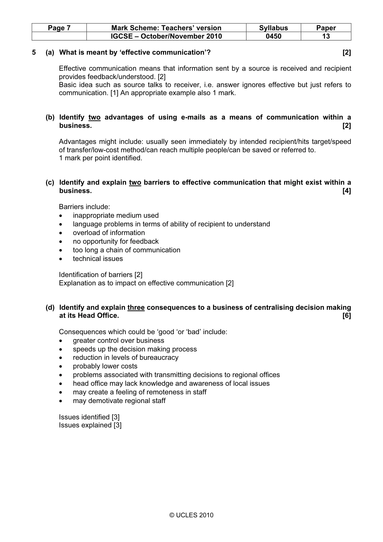 Mark scheme, page 7 of 8