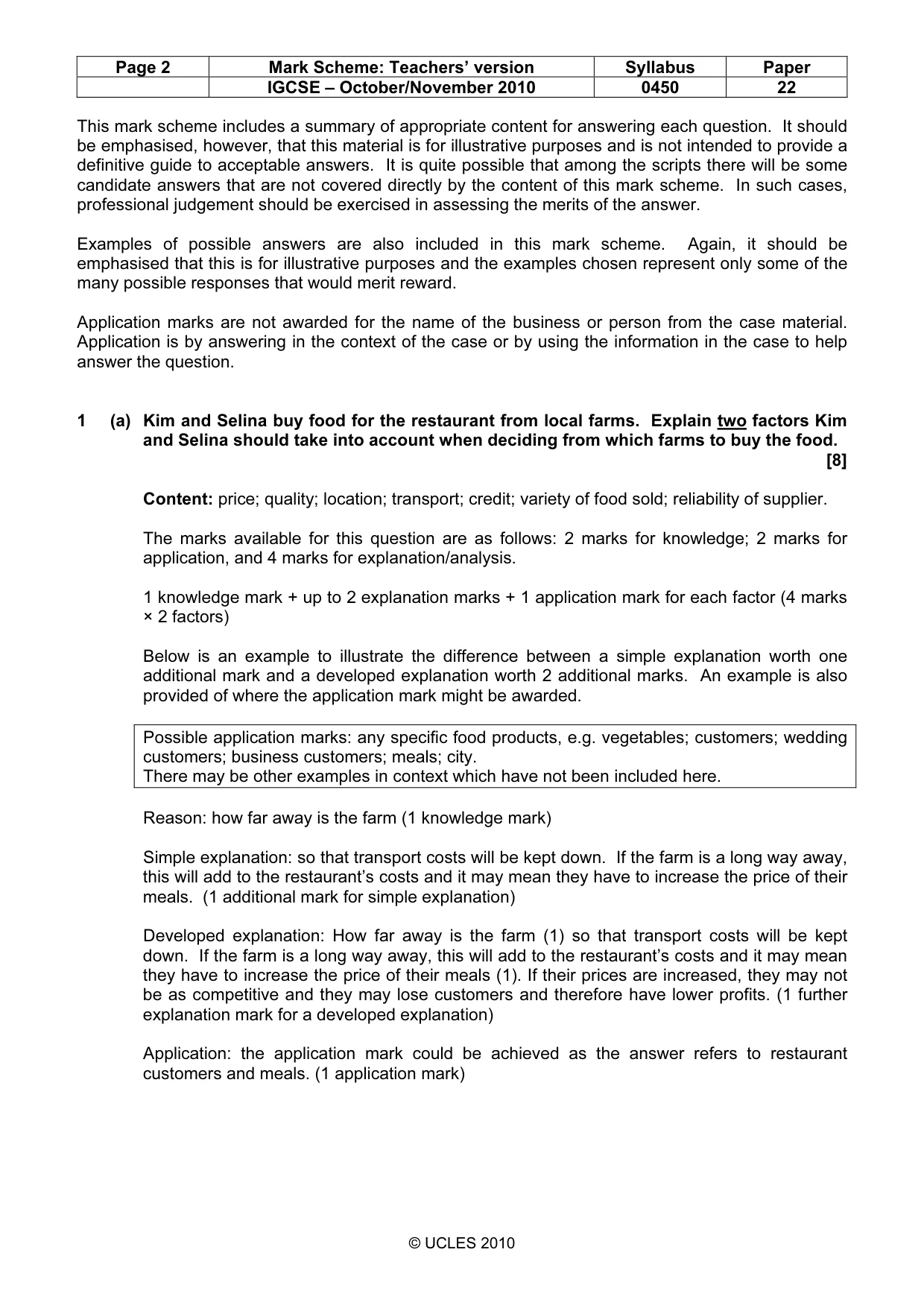 Mark scheme, page 2 of 9