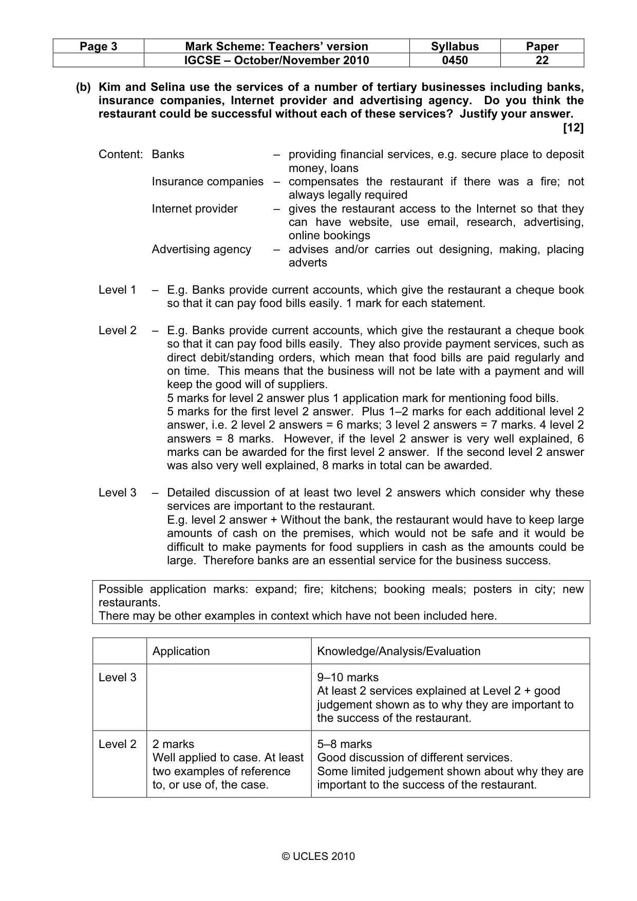 Mark scheme, page 3 of 9