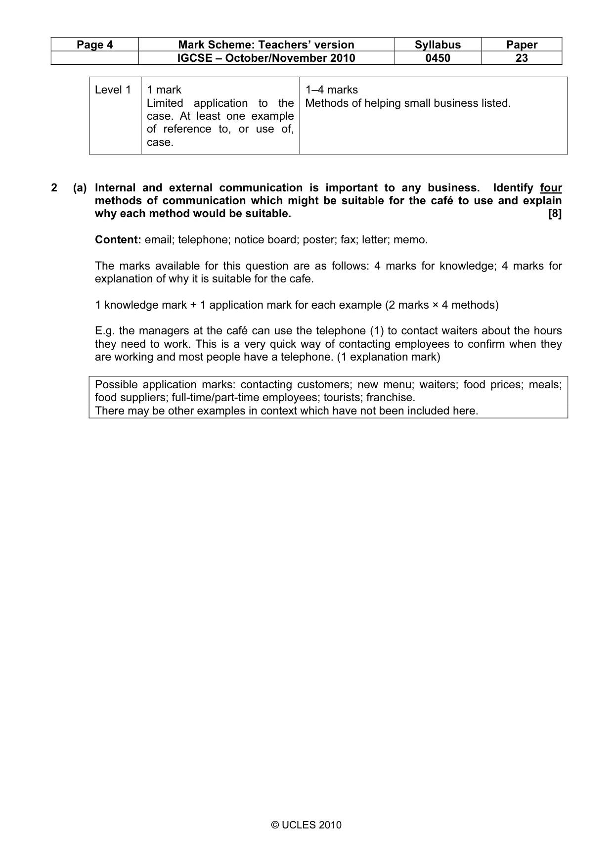 Mark scheme, page 4 of 11