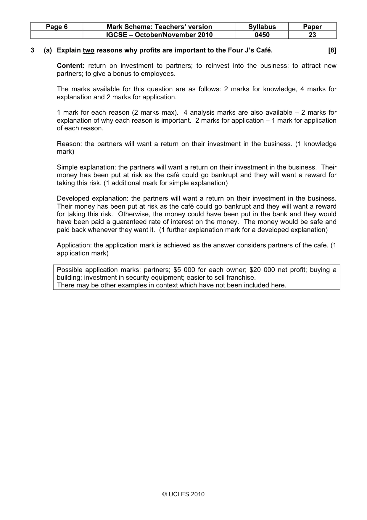 Mark scheme, page 6 of 11