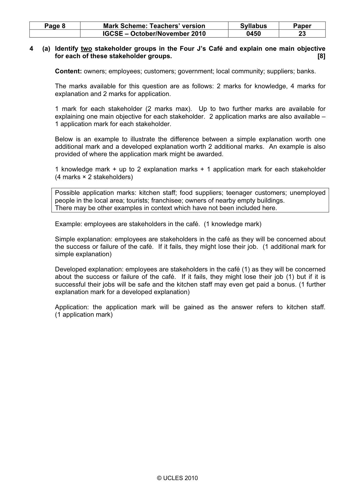 Mark scheme, page 8 of 11