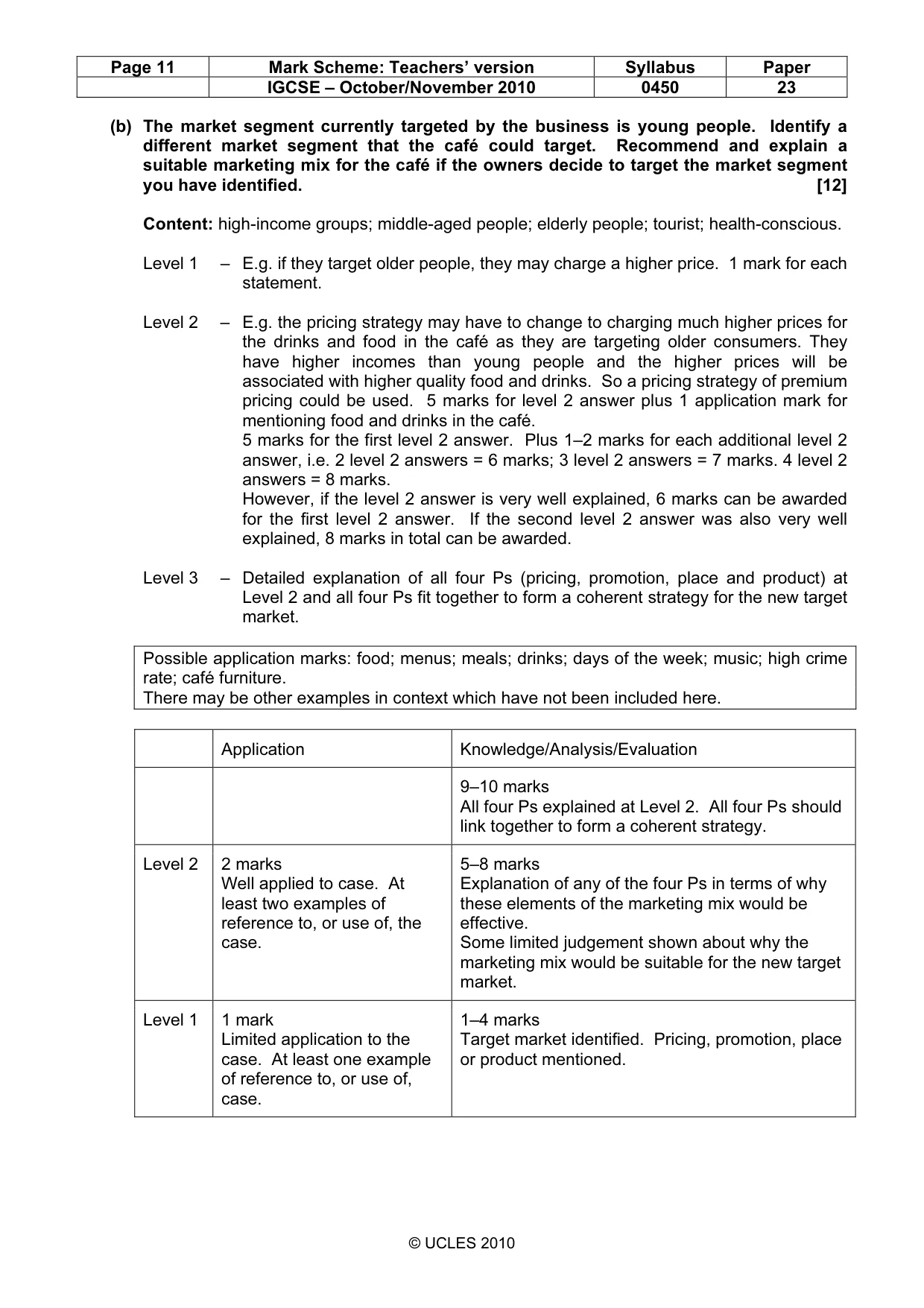 Mark scheme, page 11 of 11