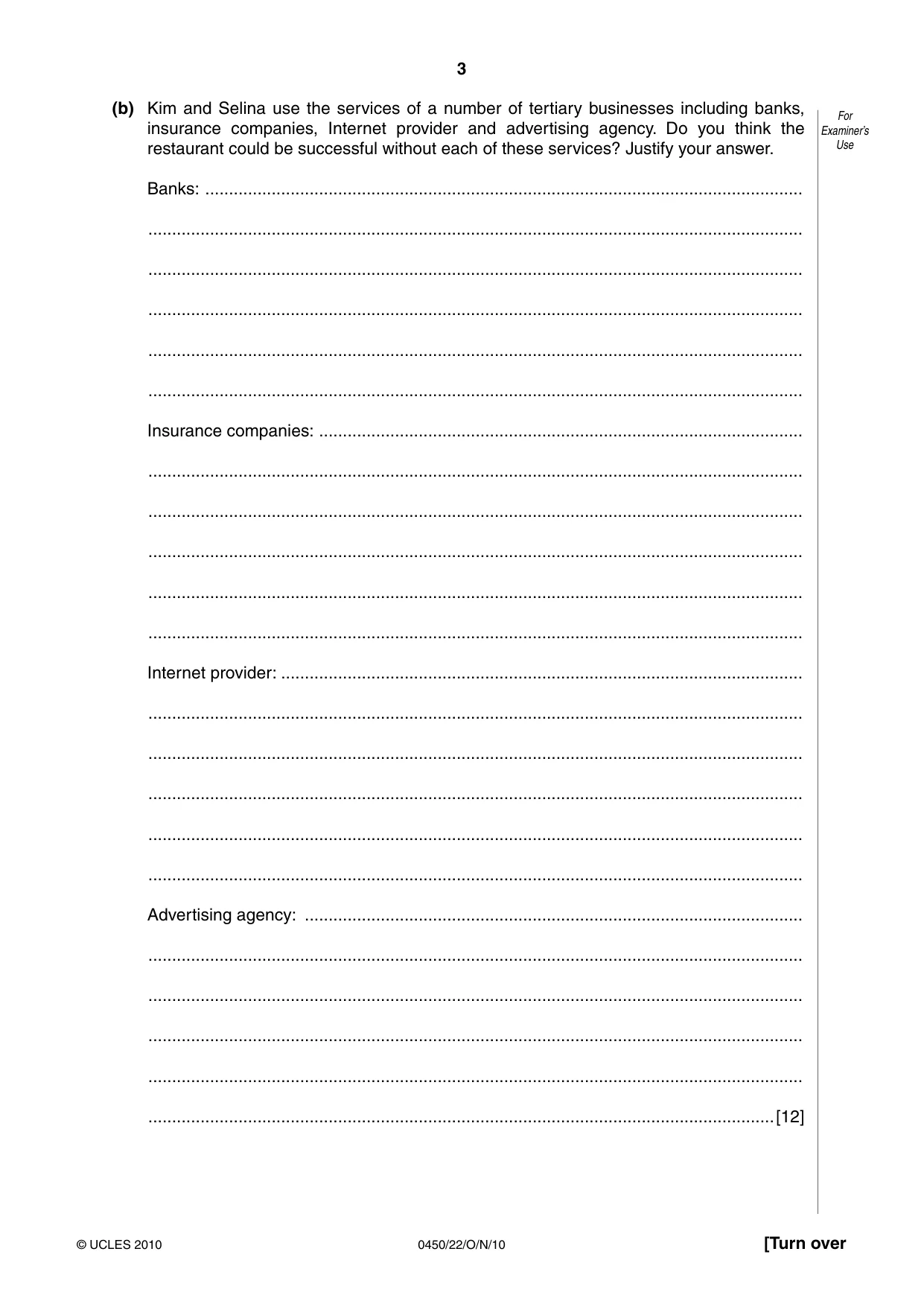 Cambridge IGCSE Business Studies 0450 2010 Oct/Nov Paper 2 · Variant 2 question paper, page 3 of 12