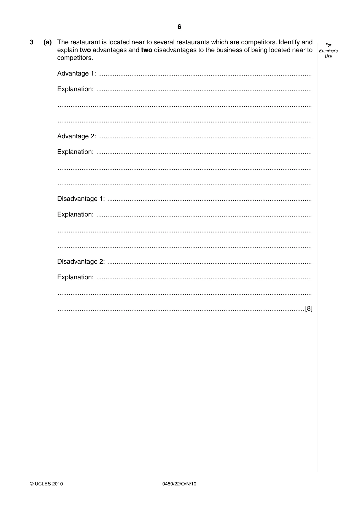Cambridge IGCSE Business Studies 0450 2010 Oct/Nov Paper 2 · Variant 2 question paper, page 6 of 12