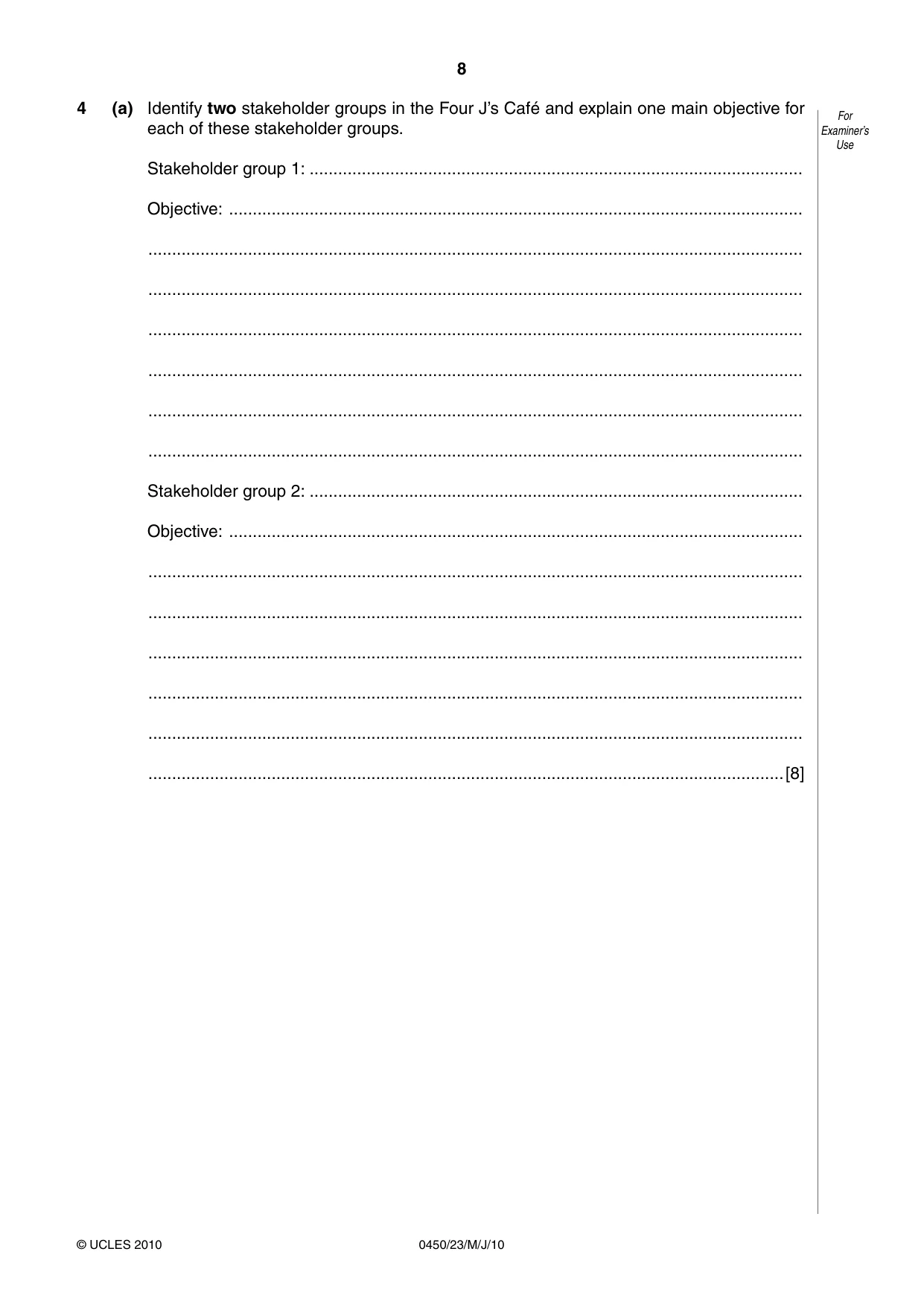 Cambridge IGCSE Business Studies 0450 2010 Oct/Nov Paper 2 · Variant 3 question paper, page 8 of 12
