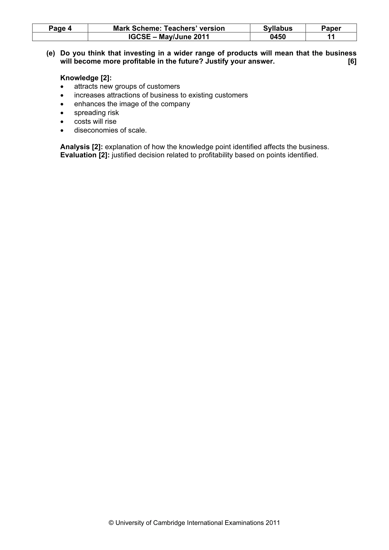 Mark scheme, page 4 of 11