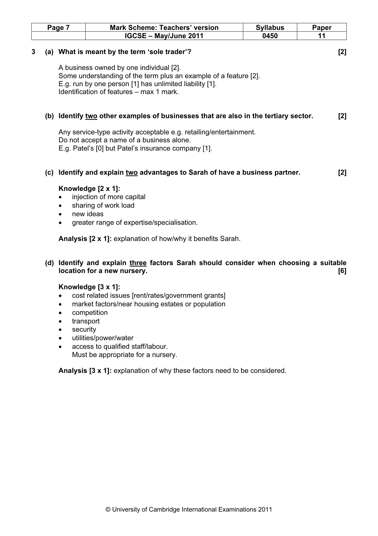Mark scheme, page 7 of 11