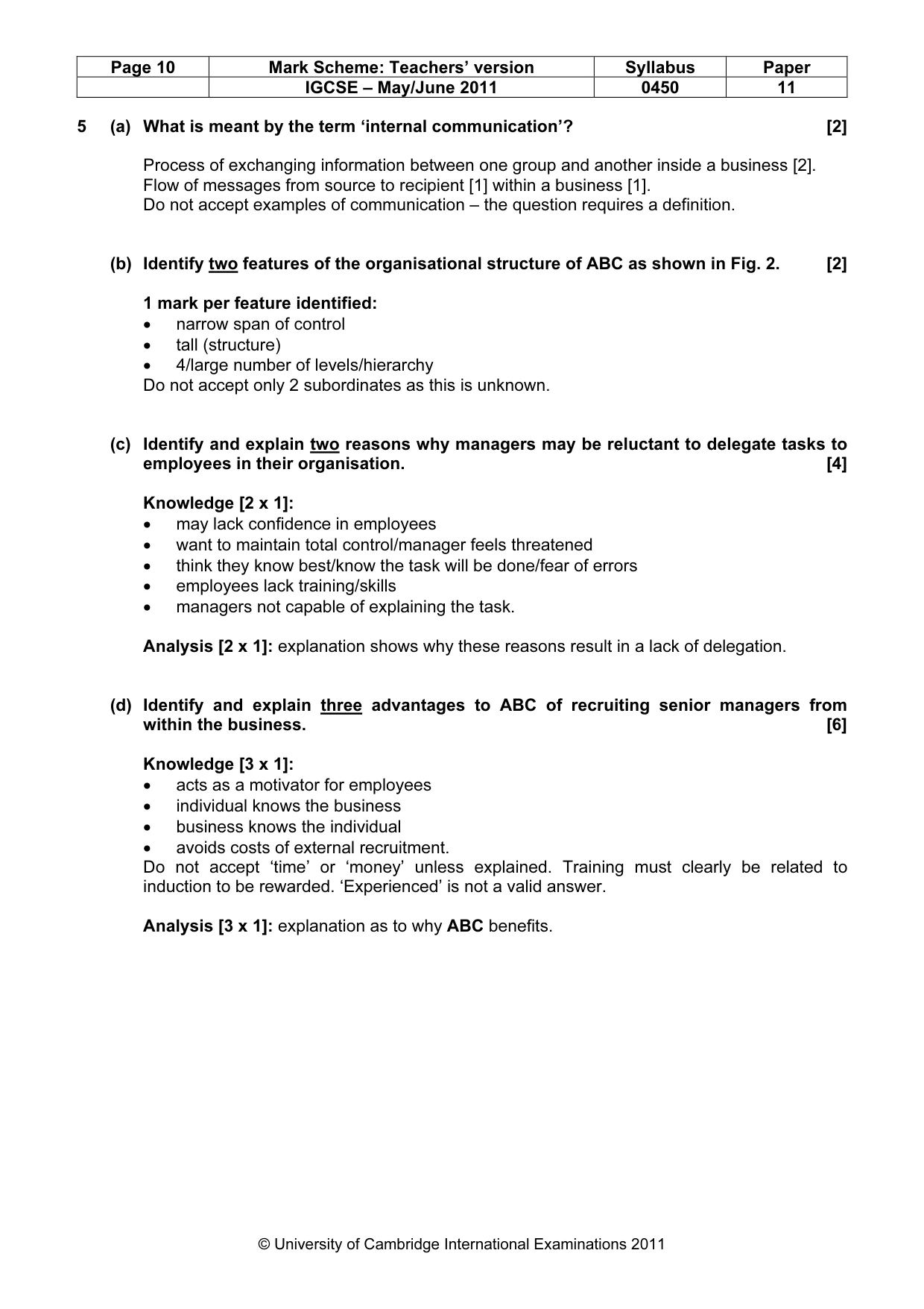 Mark scheme, page 10 of 11