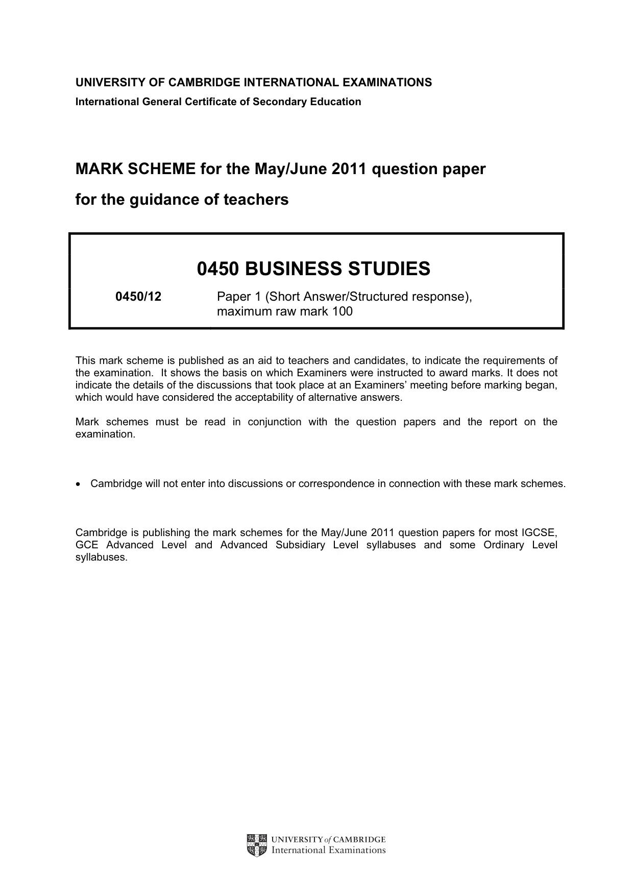 Mark scheme, page 1 of 10