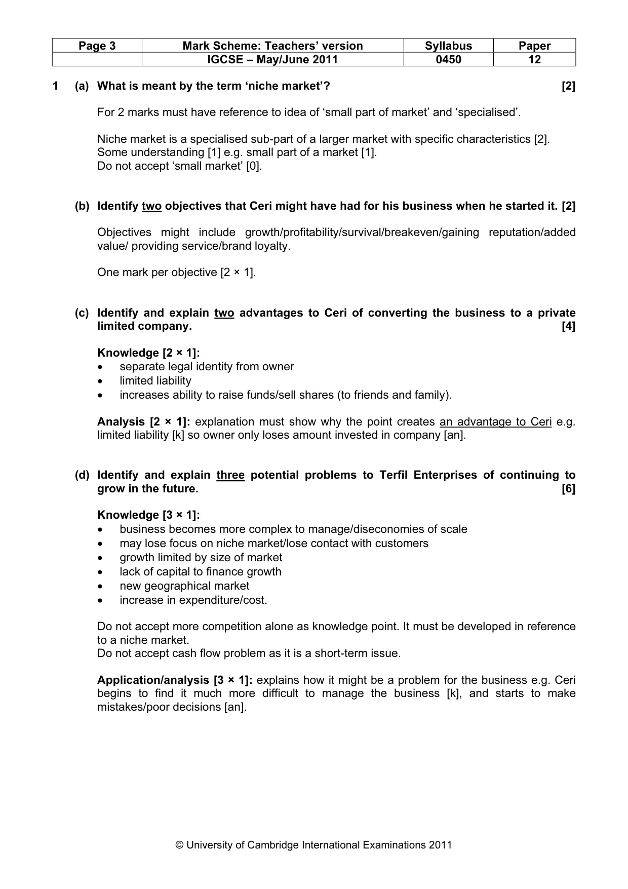 Mark scheme, page 3 of 10