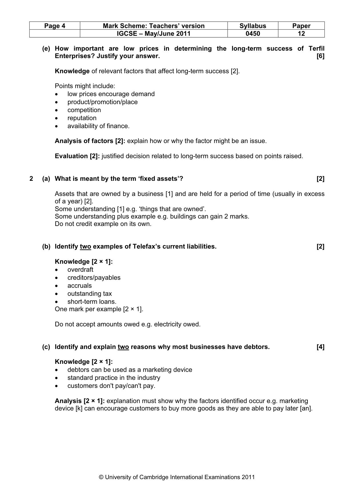 Mark scheme, page 4 of 10