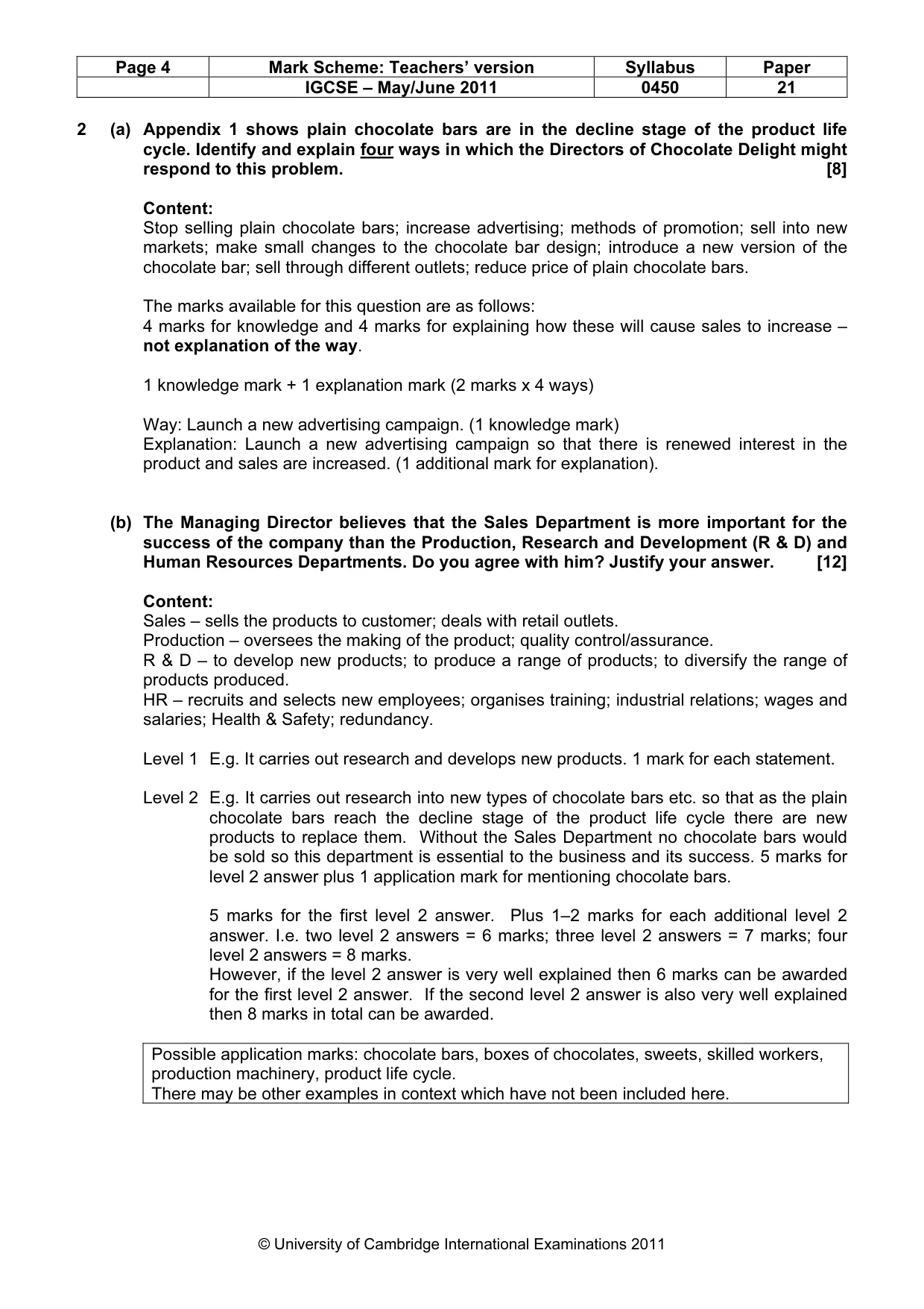 Mark scheme, page 4 of 10