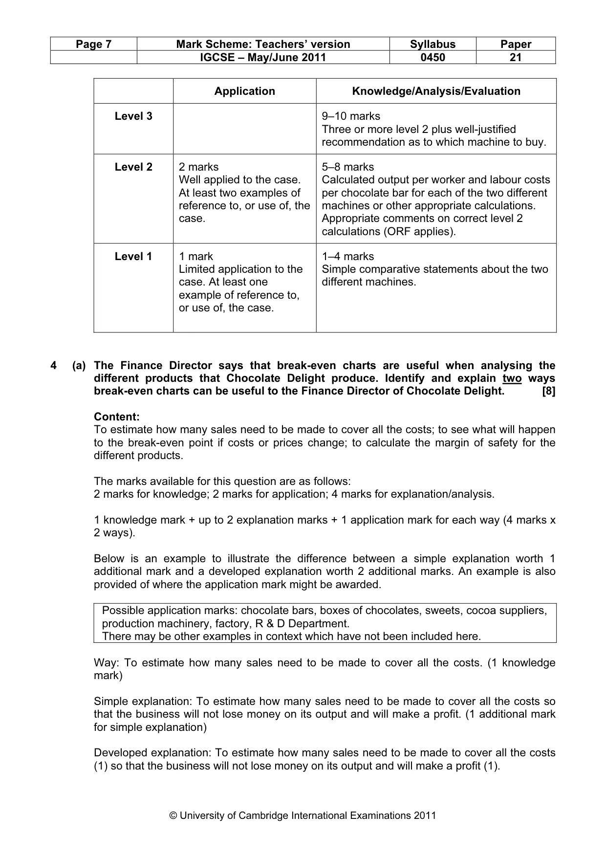 Mark scheme, page 7 of 10