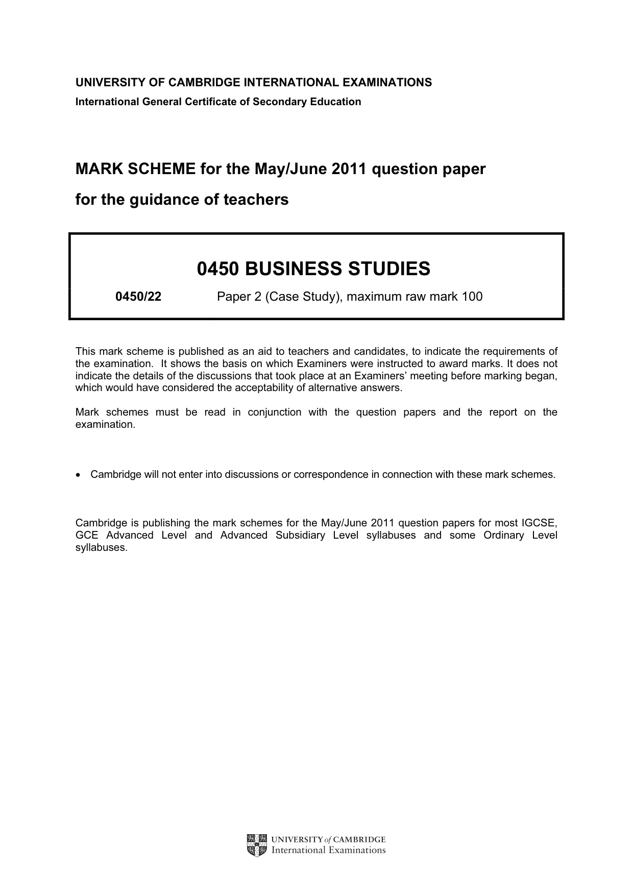 Mark scheme, page 1 of 11