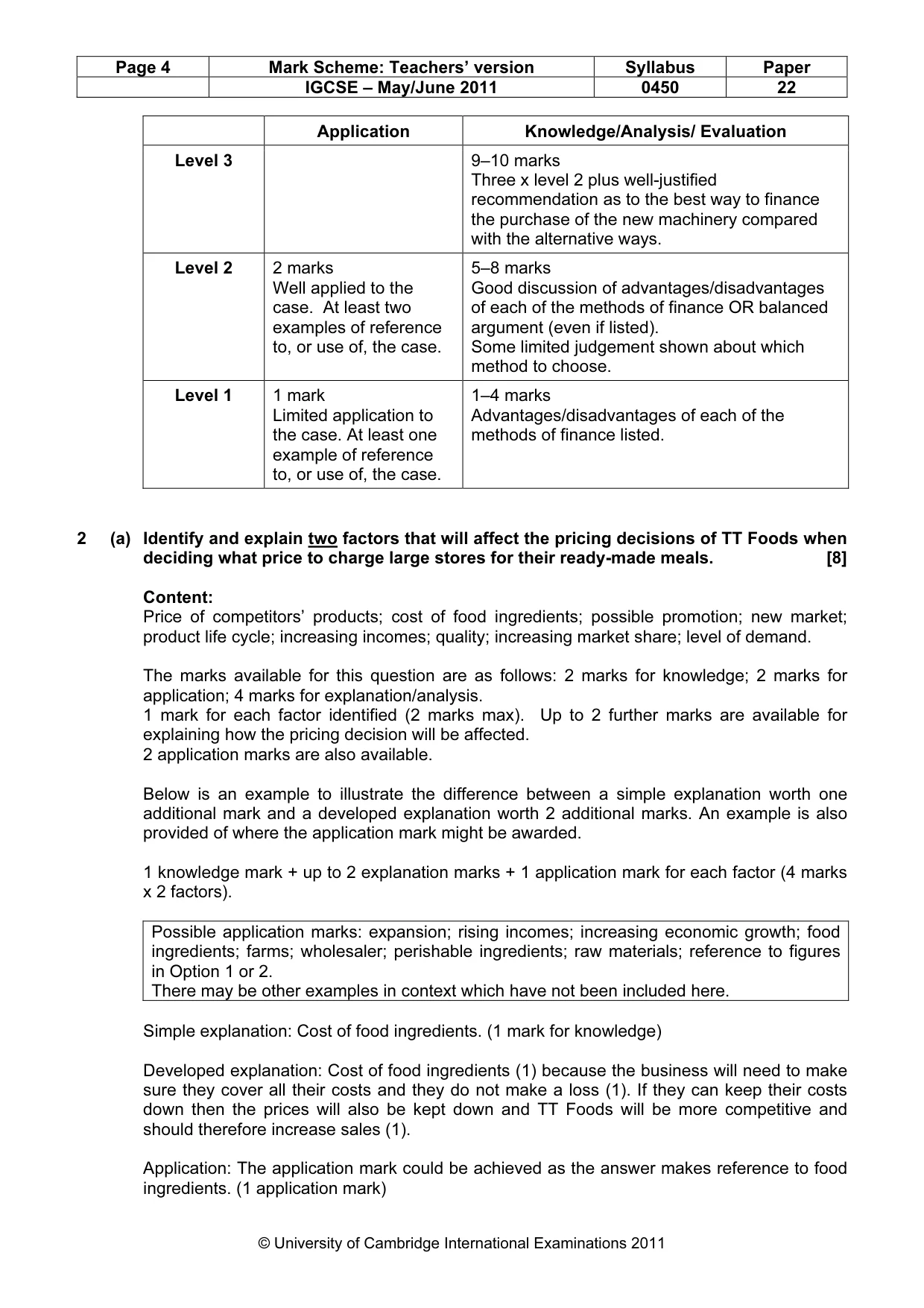 Mark scheme, page 4 of 11