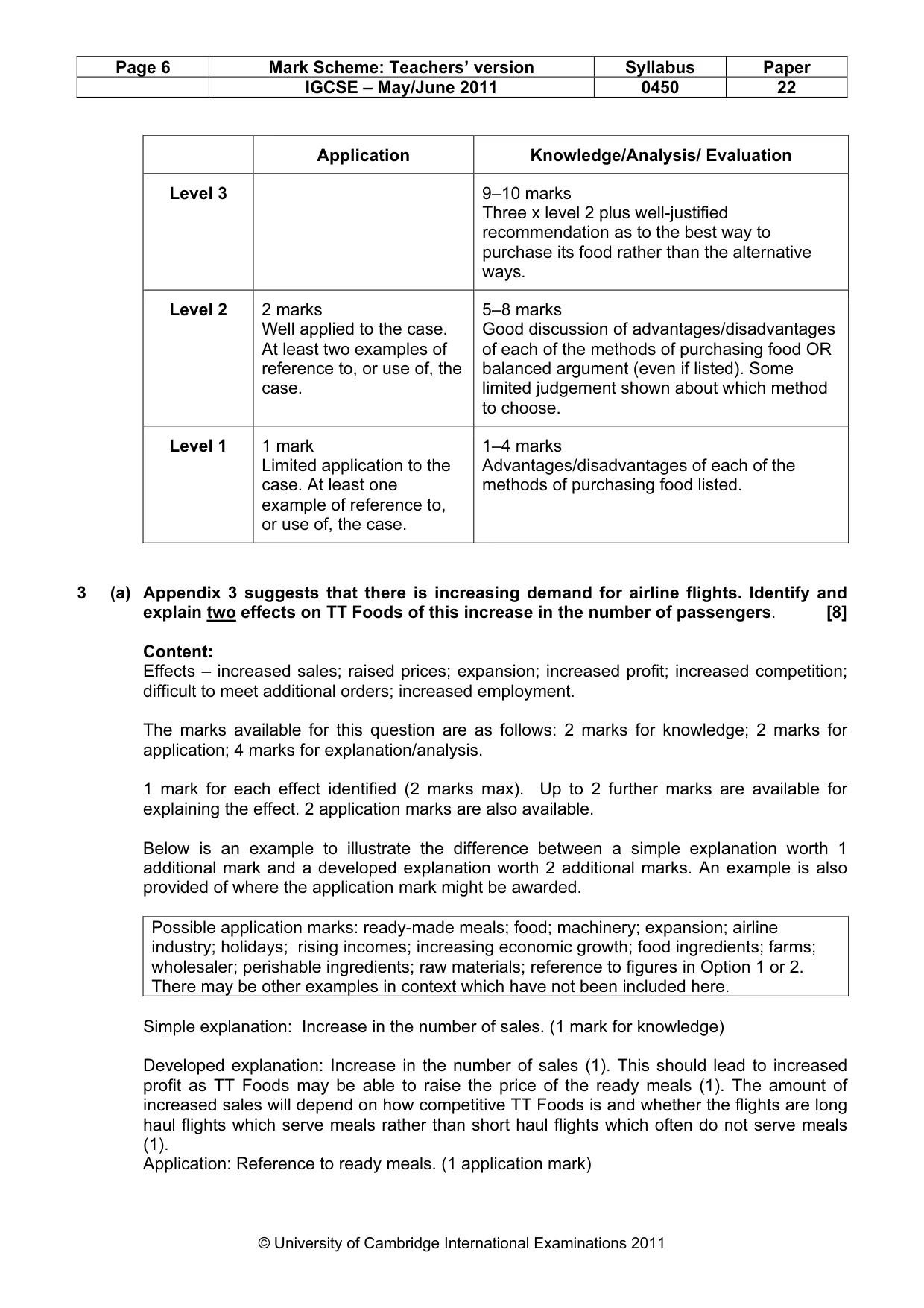 Mark scheme, page 6 of 11