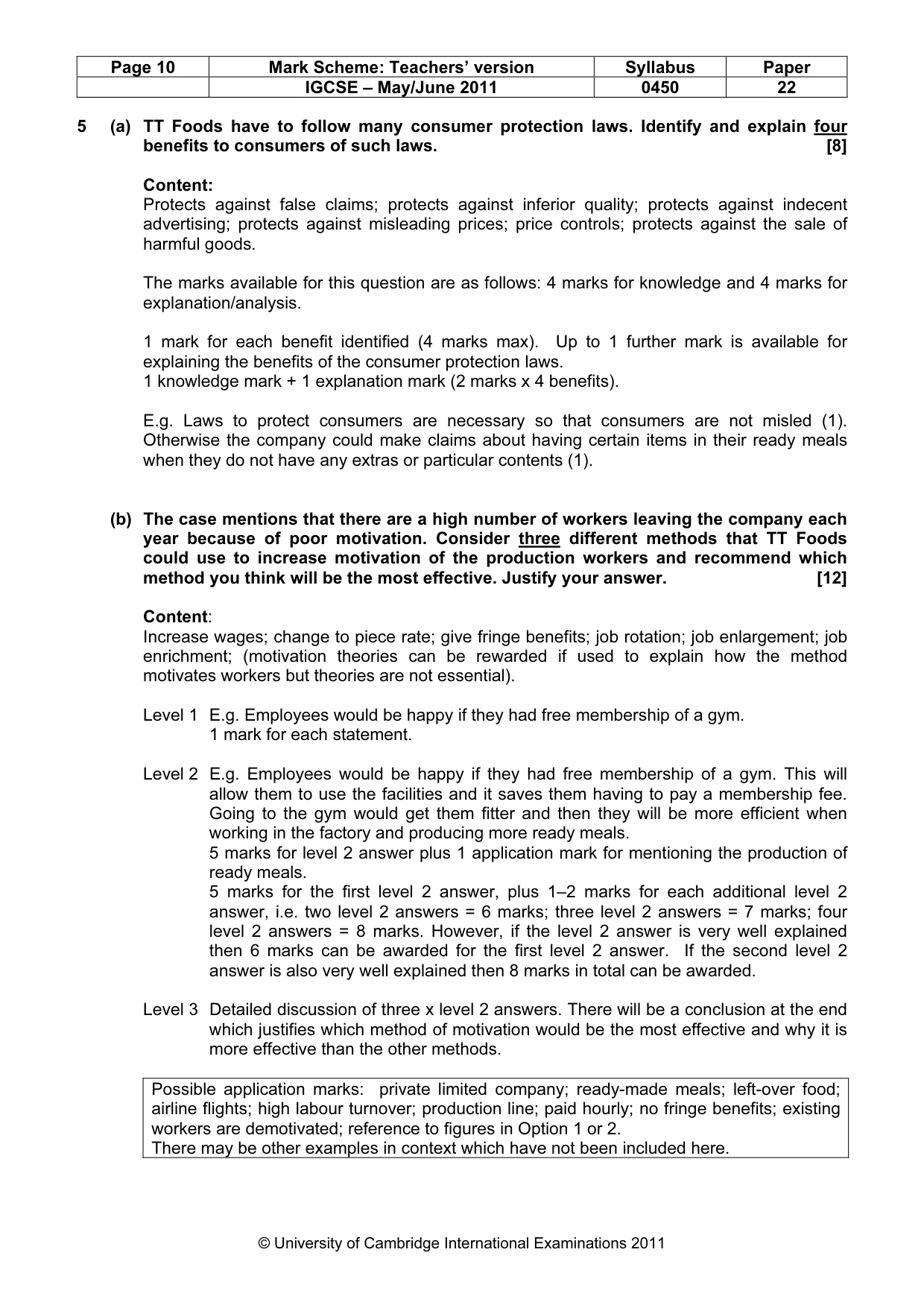 Mark scheme, page 10 of 11