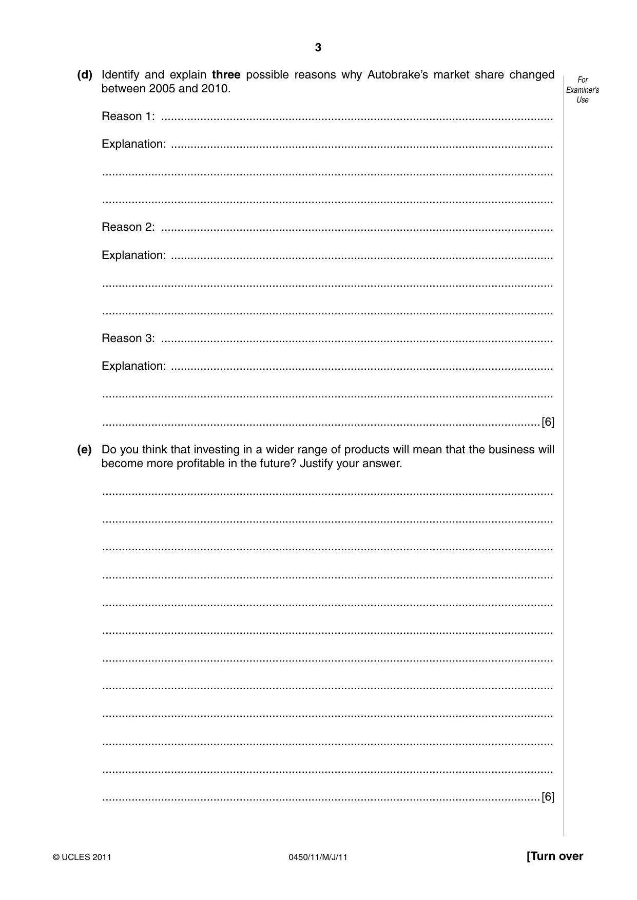 Cambridge IGCSE Business Studies 0450 2011 May/June Paper 1 · Variant 1 question paper, page 3 of 12