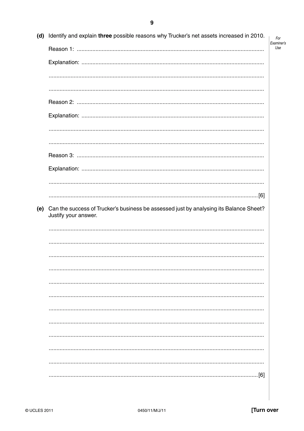 Cambridge IGCSE Business Studies 0450 2011 May/June Paper 1 · Variant 1 question paper, page 9 of 12