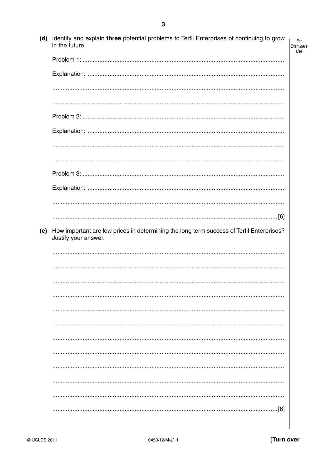 Cambridge IGCSE Business Studies 0450 2011 May/June Paper 1 · Variant 2 question paper, page 3 of 12