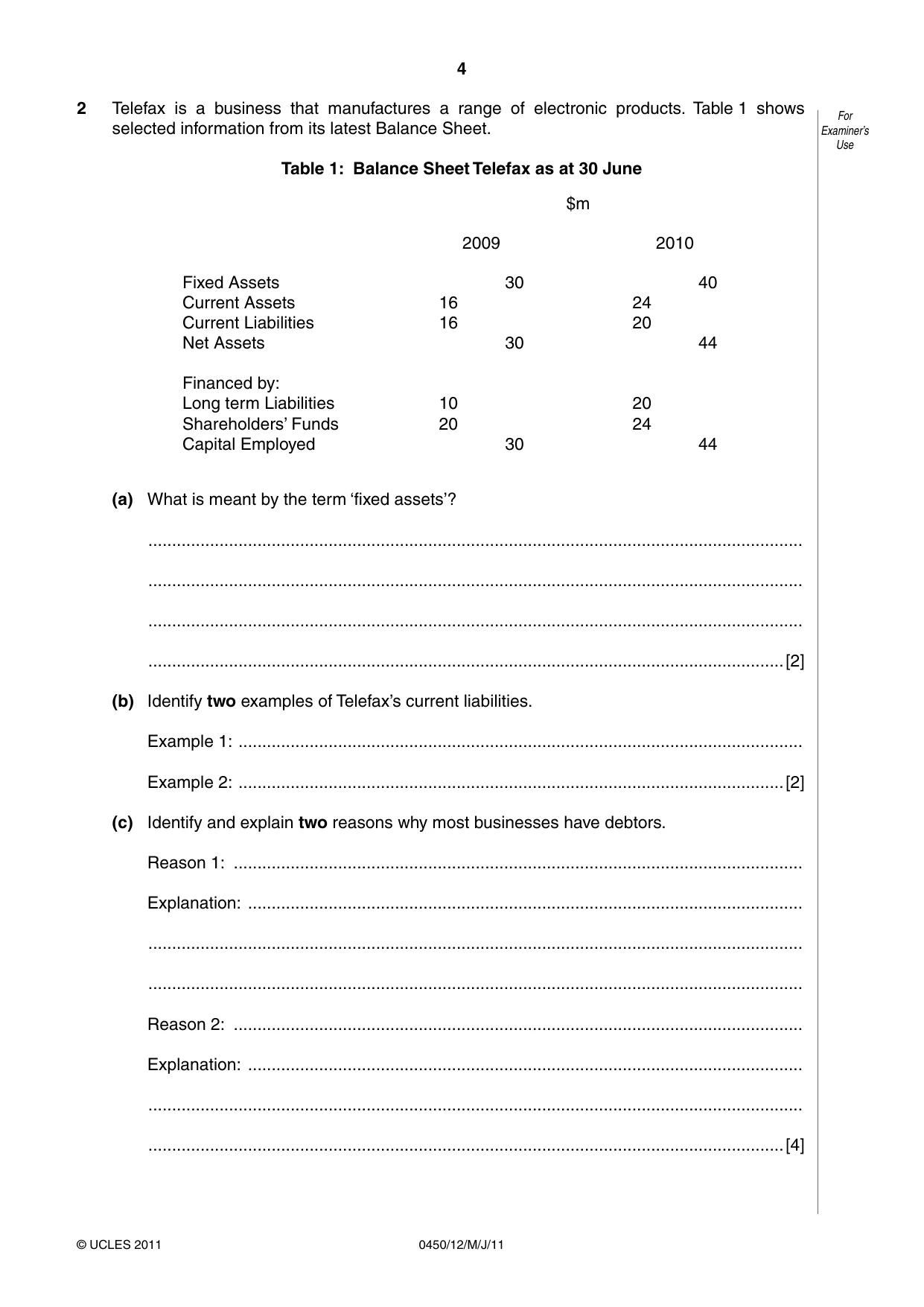 Cambridge IGCSE Business Studies 0450 2011 May/June Paper 1 · Variant 2 question paper, page 4 of 12
