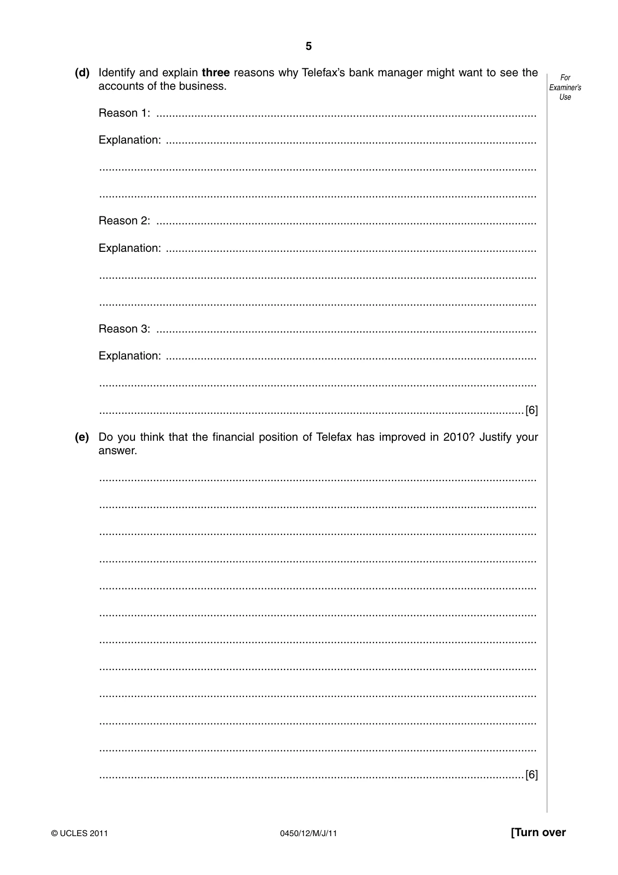 Cambridge IGCSE Business Studies 0450 2011 May/June Paper 1 · Variant 2 question paper, page 5 of 12