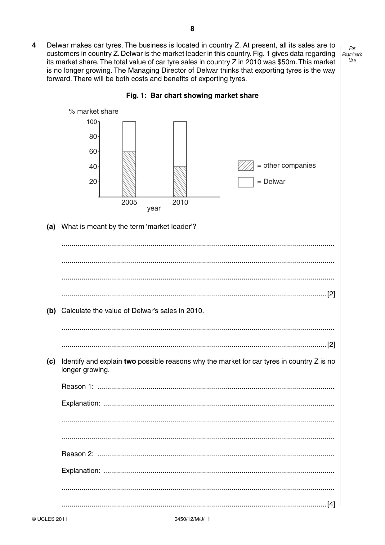 Cambridge IGCSE Business Studies 0450 2011 May/June Paper 1 · Variant 2 question paper, page 8 of 12