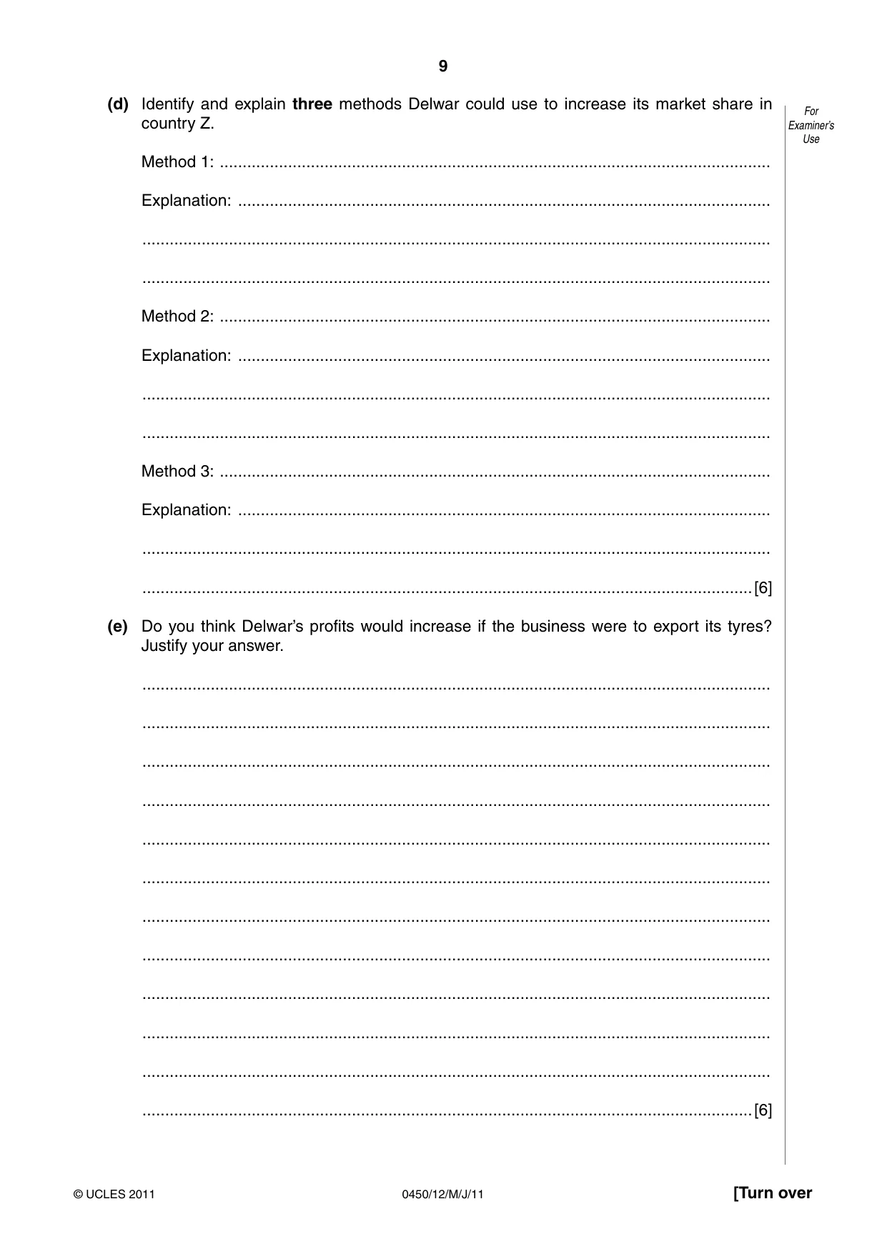 Cambridge IGCSE Business Studies 0450 2011 May/June Paper 1 · Variant 2 question paper, page 9 of 12