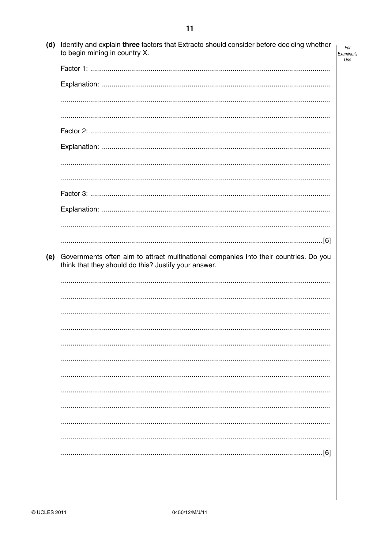 Cambridge IGCSE Business Studies 0450 2011 May/June Paper 1 · Variant 2 question paper, page 11 of 12