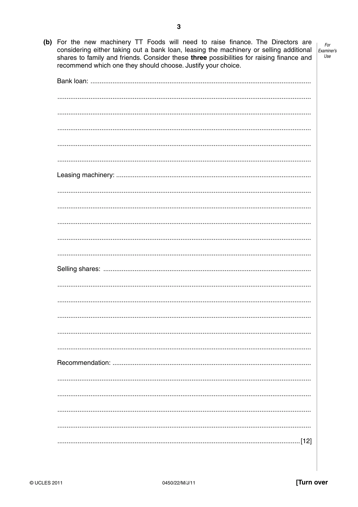 Cambridge IGCSE Business Studies 0450 2011 May/June Paper 2 · Variant 2 question paper, page 3 of 12