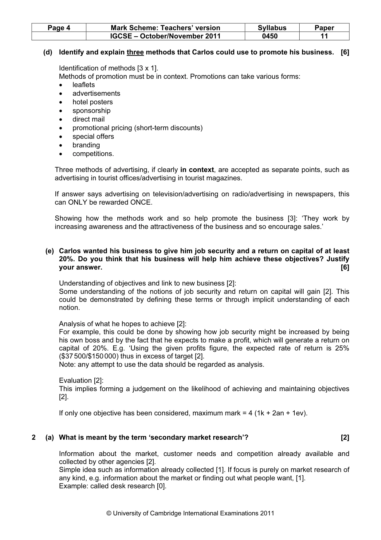 Mark scheme, page 4 of 10