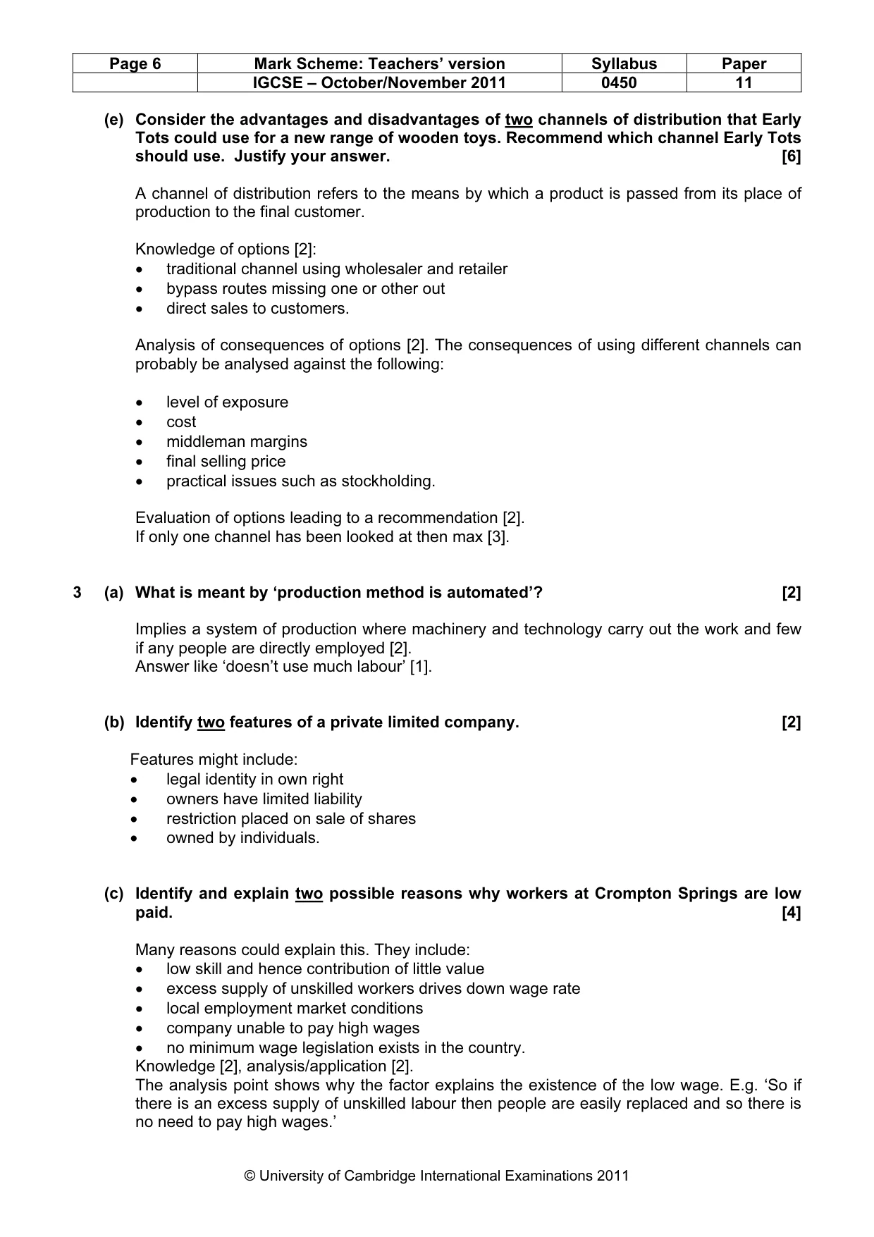 Mark scheme, page 6 of 10