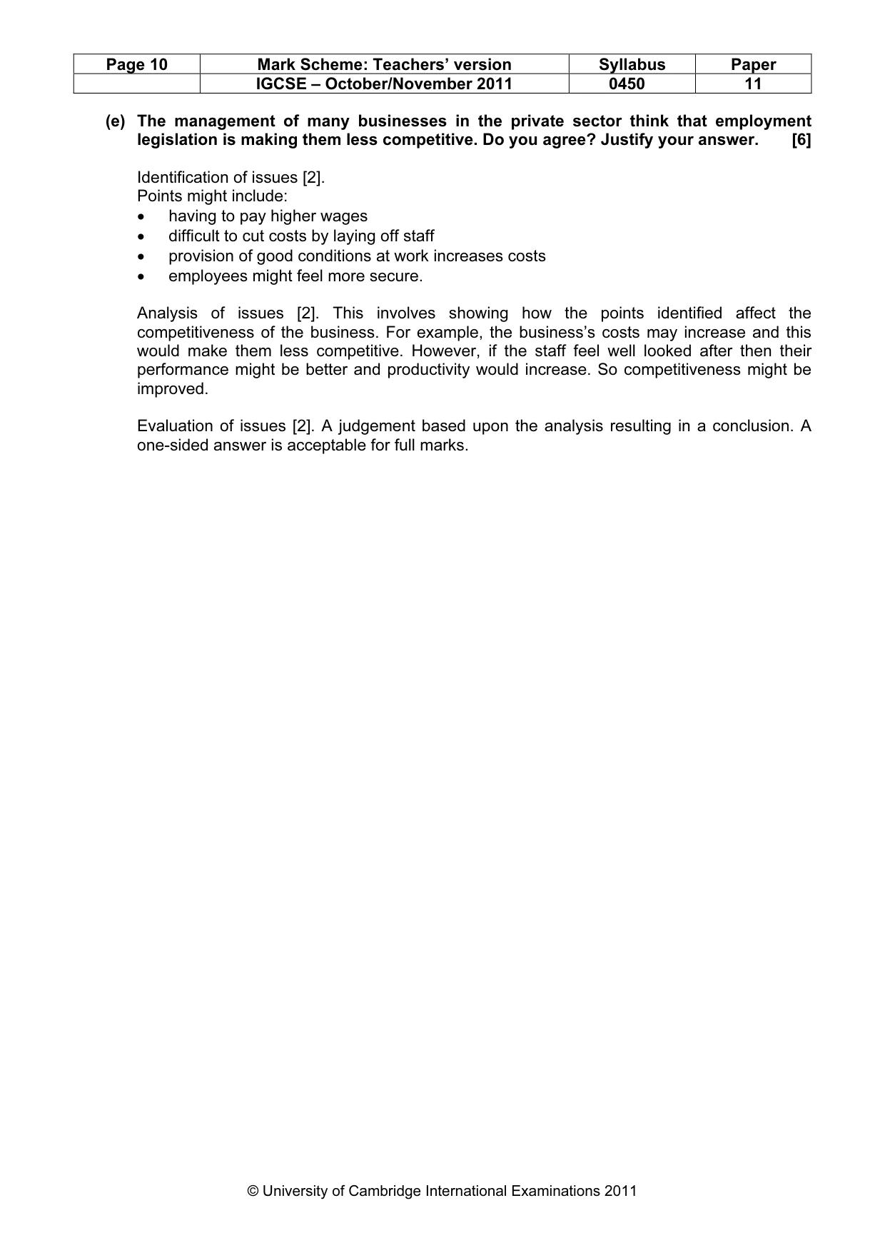 Mark scheme, page 10 of 10
