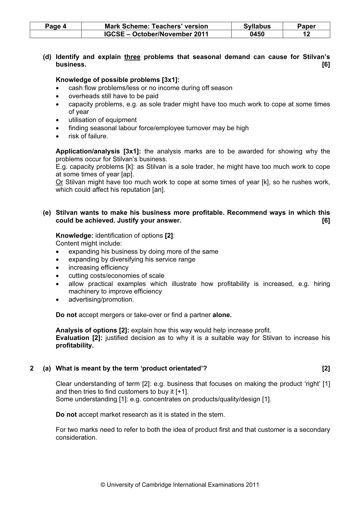 Mark scheme, page 4 of 10