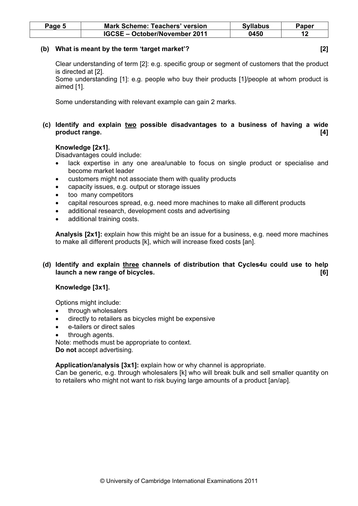 Mark scheme, page 5 of 10
