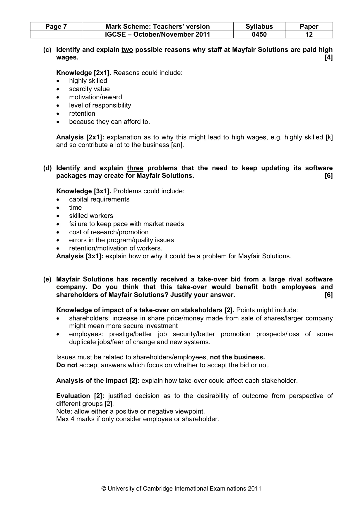 Mark scheme, page 7 of 10