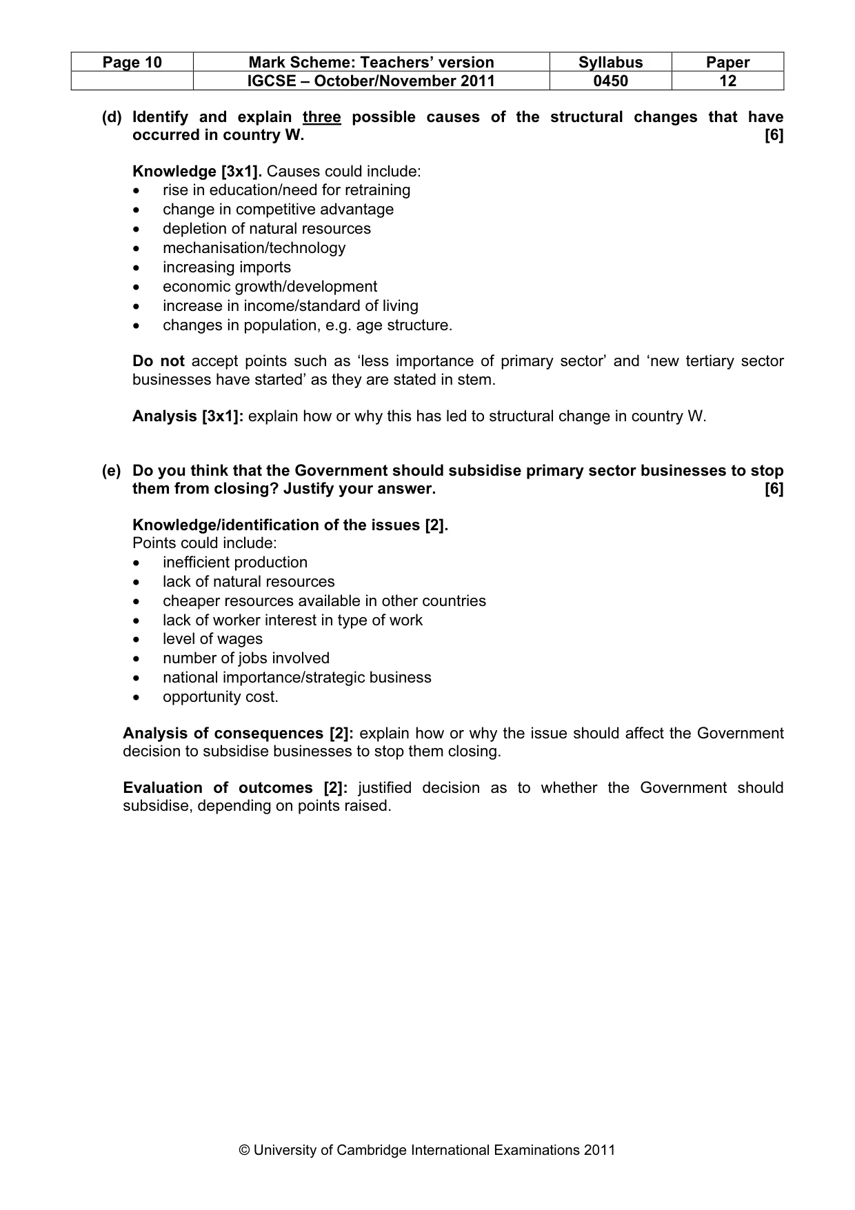 Mark scheme, page 10 of 10